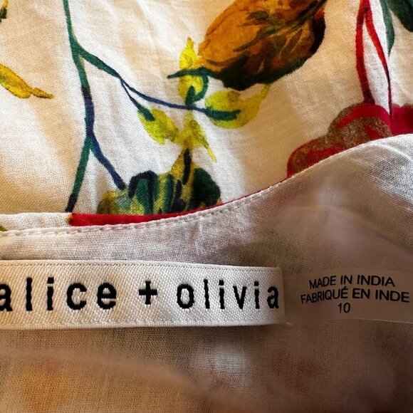 Alice + Olivia Collen Gorgeous Floral Mini Tiered Skirt Sundress- Size 10 - Picture 4 of 6